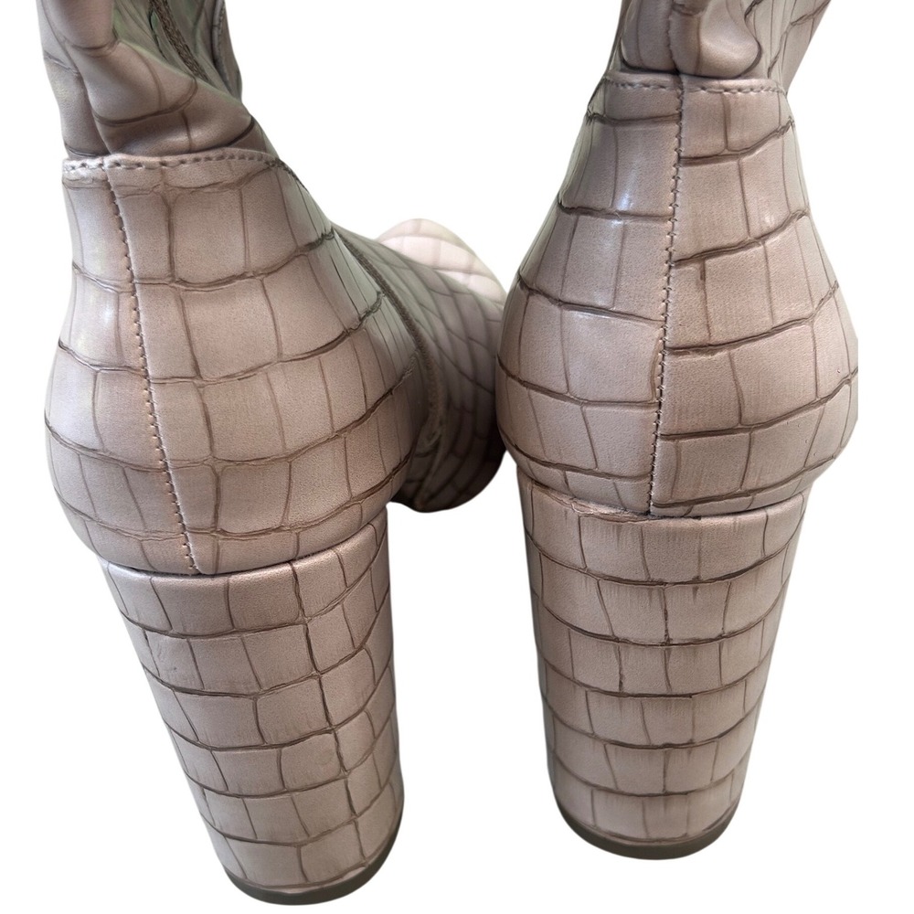 Scoop Nude Pink Croc Embossed Knee High Block Heel Boots WMSP40AM012 Womens 9 - Picture 8 of 13